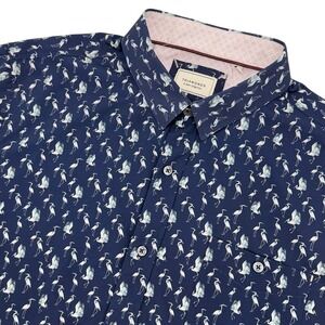 7‎ Diamonds 4 Way Stretch Mens XL Shirt Endless Enigma Crane All Over Print Blue